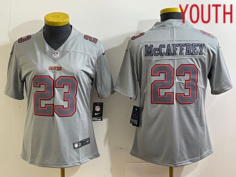 Youth San Francisco 49ers 23 Mccaffrey Grey 2024 Nike Vapor Untouchable Limited NFL Jerseys